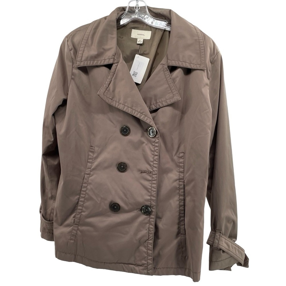 Merona Women's Jacket Pea Coat Taupe Brown Polyester XL